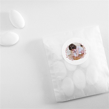 Aufkleber Taufe blätterranke rosa - Vue 4