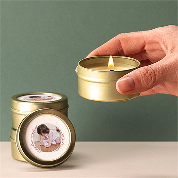 Kerze Taufe Blätterranke Rosa - Vue 2