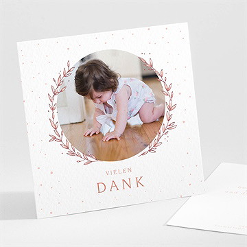 Dankeskarte Taufe blätterranke rosa