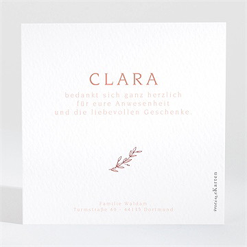 Dankeskarte Taufe blätterranke rosa - Vue 2