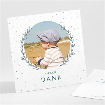 Dankeskarte Taufe blätterranke grün - gold