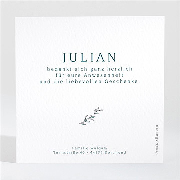 Dankeskarte Taufe blätterranke grün - Vue 2