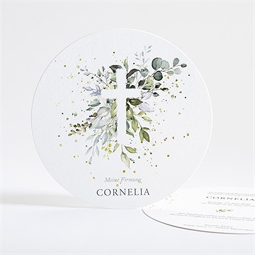 Einladungskarte Firmung Blätterfeuerwerk - Gold