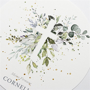 Einladungskarte Firmung Blätterfeuerwerk - Gold - Vue 3