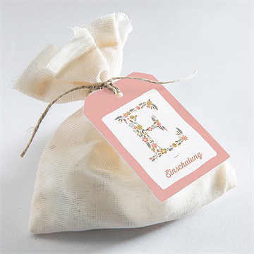 Geschenkanhänger Einschulung Blumeninitial Rosa - Vue 2