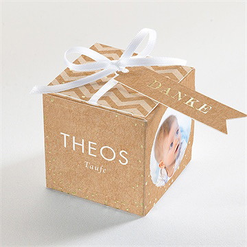 Geschenkbox Taufe blaue girlande - gold