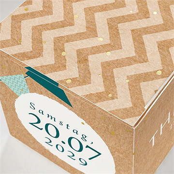 Geschenkbox Taufe blaue girlande - gold - Vue 2