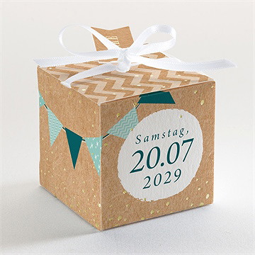 Geschenkbox Taufe blaue girlande - gold - Vue 3