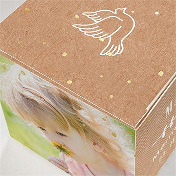 Geschenkbox Taufe foto auf kraftpapier - gold - Vue 2