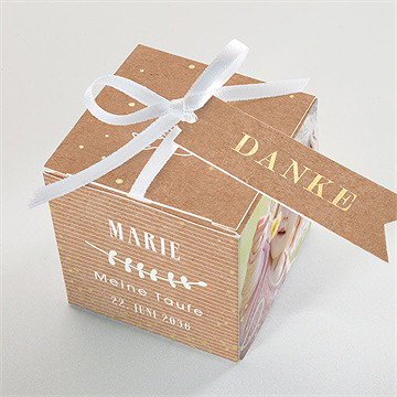 Geschenkbox Taufe foto auf kraftpapier - gold - Vue 4