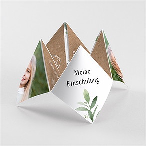 Einladungskarte Einschulung blätter und kraftpapier 2