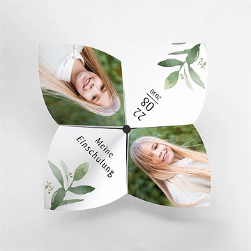 Einladungskarte Einschulung blätter und kraftpapier 2 - vue 2