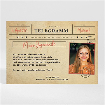 Danksagungskarte Jugendweihe Telegramm Zur Jugendweihe