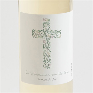 Flaschenetikett Kommunion frühling