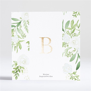 Einladungskarte Jugendweihe blätterglück - gold