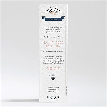 Einladungskarte Jugendweihe blaue banderole - Vue 2