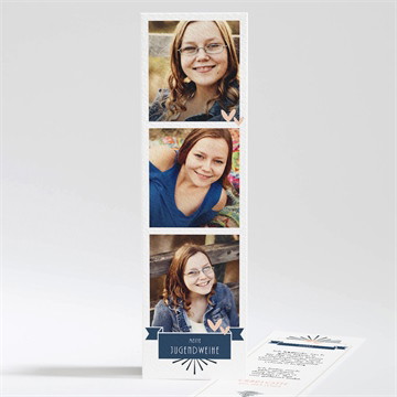 Danksagungskarte Jugendweihe Blaue banderole