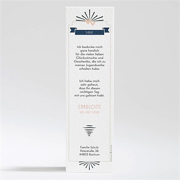 Danksagungskarte Jugendweihe Blaue Banderole - Vue 2