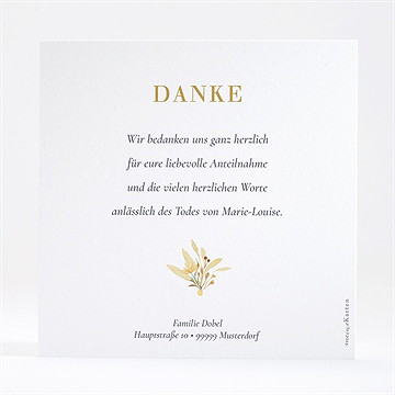 Trauerdanksagung Wilde Blume - Gold - Vue 3