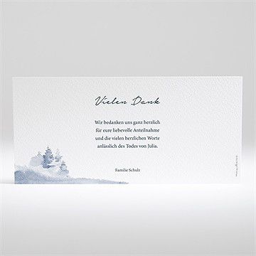 Trauerdanksagung Waldaquarell - Querformat - Vue 2