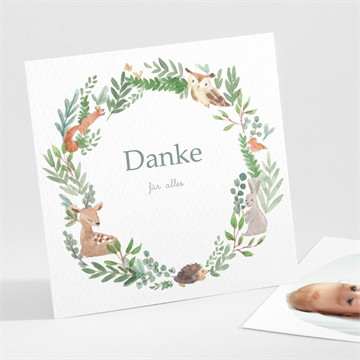 Dankeskarte Geburt Tanz der waldtiere (m) magnet