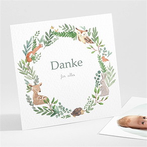 Dankeskarte Geburt tanz der waldtiere (junge)