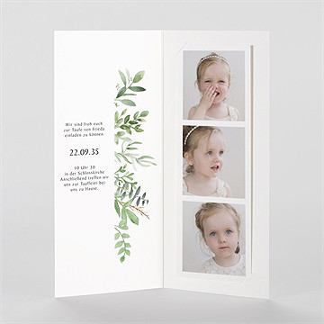 Einladung Taufe kraftpapier und pflanzenmotiv2 - vue 2