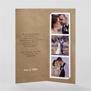 Dankeskarte Hochzeit herzabdruck - fotostreifen - vue 2