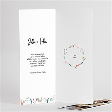 Dankeskarte Hochzeit landkunst - fotostreifen - vue 3