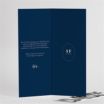 Dankeskarte Hochzeit schick in blau - fotostreifen - vue 3