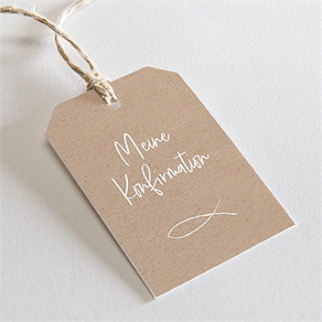 Geschenkanhänger Konfirmation ichtus auf kraftpapier