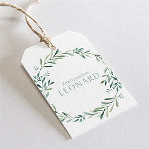 Geschenkanhänger Konfirmation vergoldeter blumenkranz