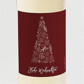 Flaschenetikett Weihnachten roter tannenbaum
