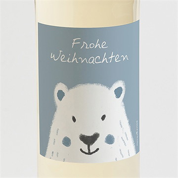 Flaschenetikett Weihnachten kleines eisbärchen