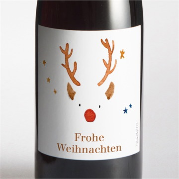 Flaschenetikett Weihnachten rudolph