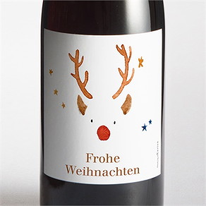 Flaschenetikett Weihnachten rudolph