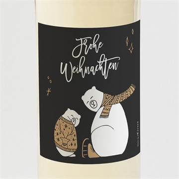 Flaschenetikett Weihnachten Eisbären