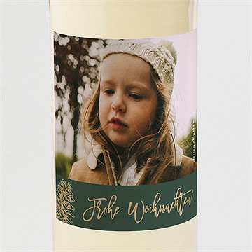 Flaschenetikett Weihnachten goldener tannenzapfen