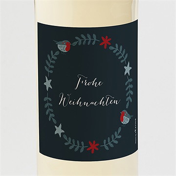 Flaschenetikett Weihnachten rotkehlchenkranz