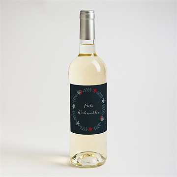 Flaschenetikett Weihnachten rotkehlchenkranz - vue 2