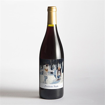 Flaschenetikett Weihnachten schneeballschlacht - vue 2