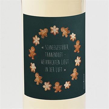 Flaschenetikett Weihnachten lebkuchen kranz