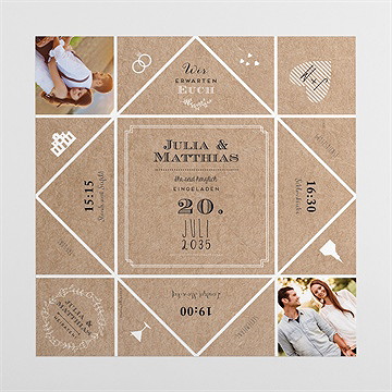 Hochzeitseinladung Zurück Zur Natur - Origami - vue 4