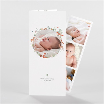 Geburtskarte kleine waldtiere -fotostreifen