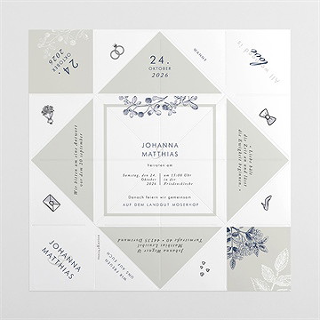 Hochzeitseinladung blühender zweig - origami - vue 4