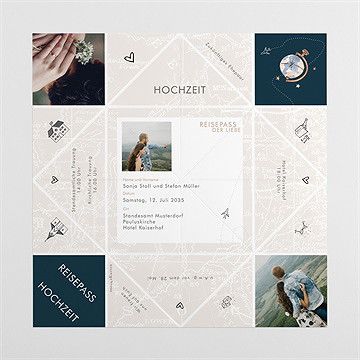 Hochzeitseinladung hochzeitsreise - origami - vue 4