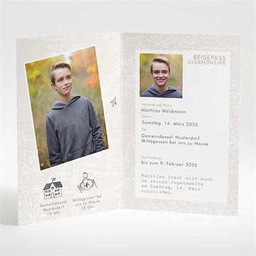 Einladungskarte Jugendweihe reisepass zur jugendweihe - vue 2