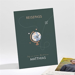 Danksagungskarte Jugendweihe reisepass zur jugendweihe