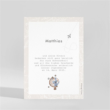 Danksagungskarte Jugendweihe reisepass zur jugendweihe 2 - vue 2