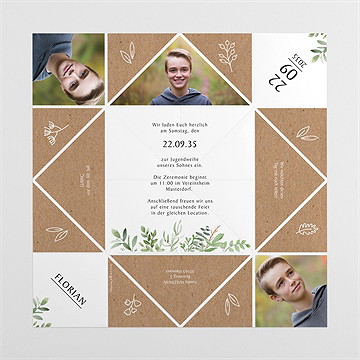 Einladungskarte Jugendweihe kraftpapier-design - origami - vue 4